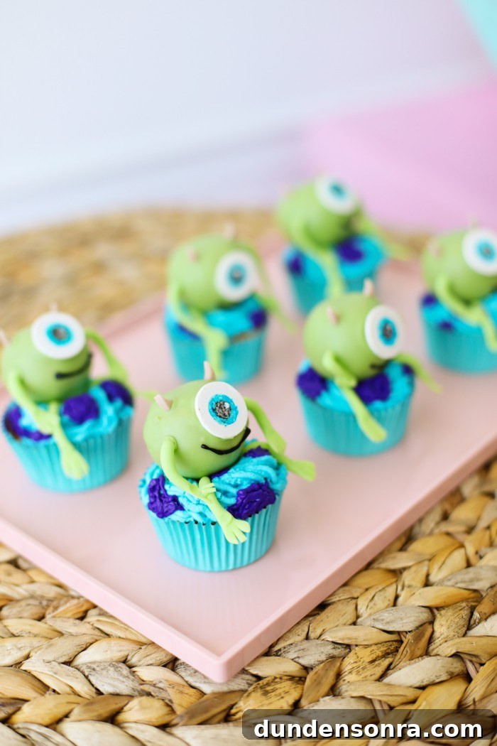 Mike Wazowski from Monster's Inc cupcakes