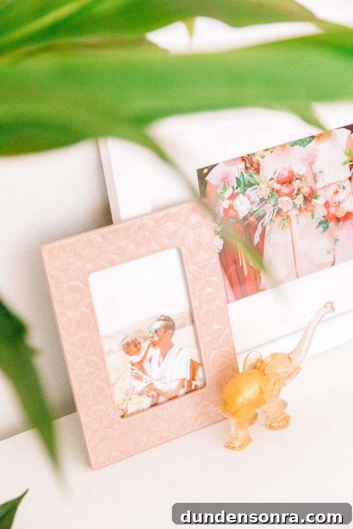 Close up of framed photos