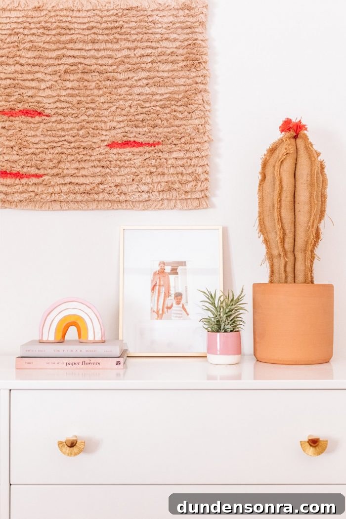 Colorful decor in a bed