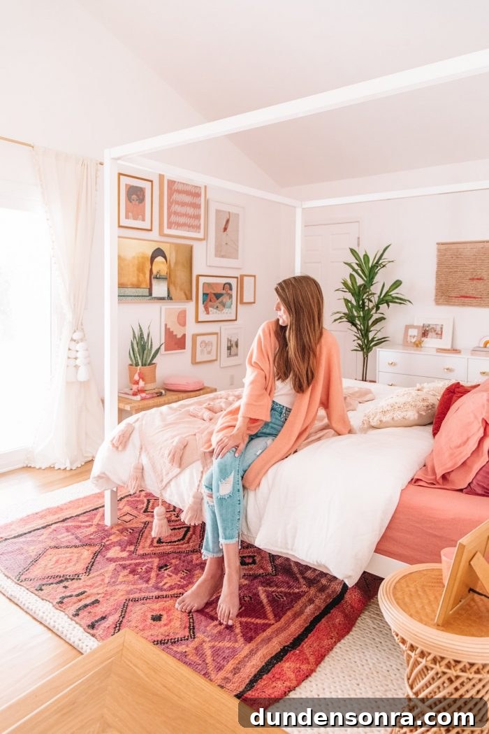 A person sitting on a bed