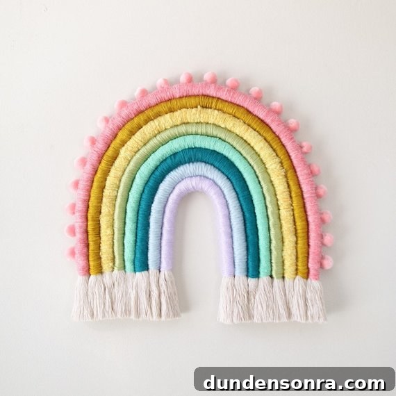 Knit rainbow decor