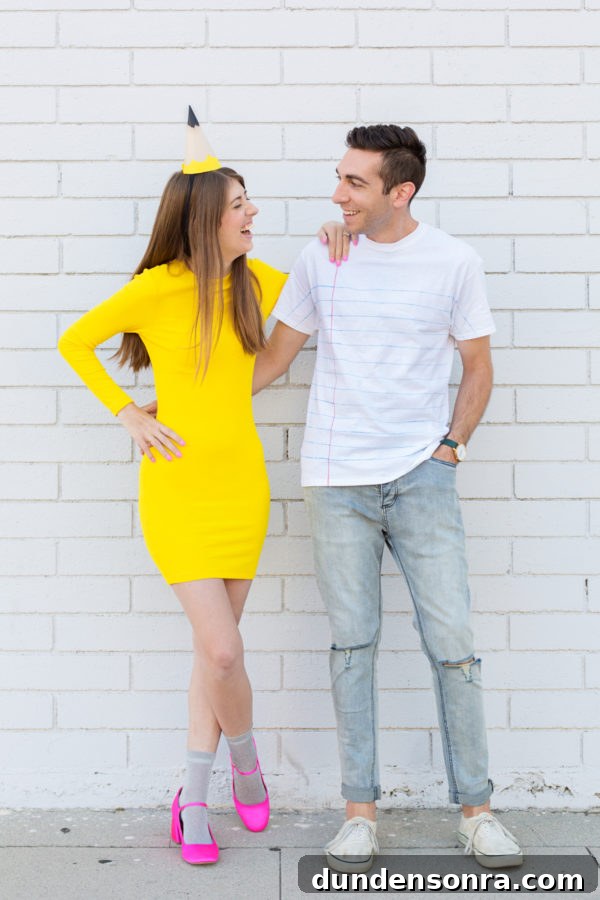 22 Creative DIY Halloween Costumes for Couples and Groups 4 DIY Pencil & Notebook Couples Costume