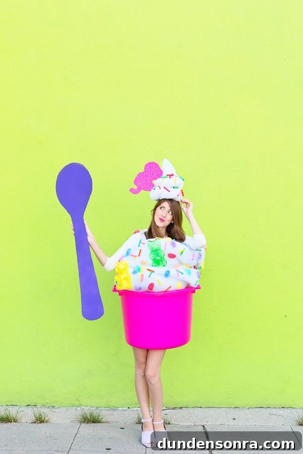 A girl dressed up as a cupcake