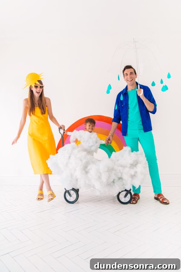 Creative DIY Weather-Themed Family Costume Ideas 2 Three people dressed as weather