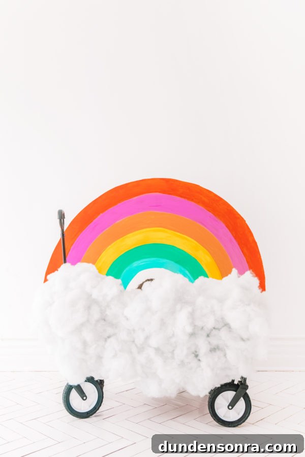 Creative DIY Weather-Themed Family Costume Ideas 15 Rainbow with cotton below it