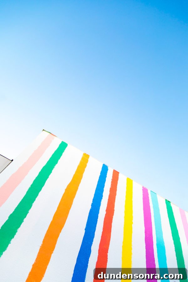 A close-up of a rainbow wall