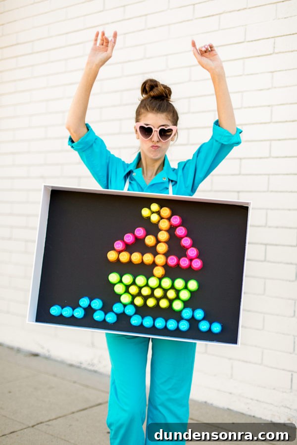 DIY Lite-Brite Halloween Costume Ideas and How to Make One 12 A person holding a light brite sign
