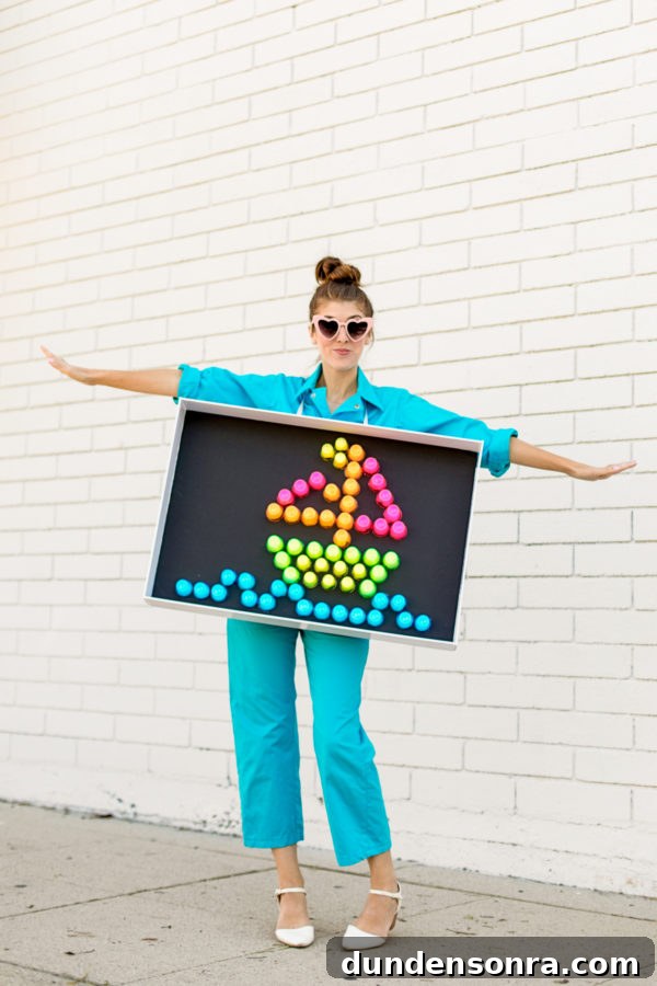 DIY Lite-Brite Halloween Costume Ideas and How to Make One 13 A person holding a sign