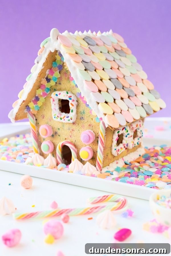 22 Festive Colorful Holiday DIYs for Bright Seasonal Decor 14 Funfetti gingerbread house