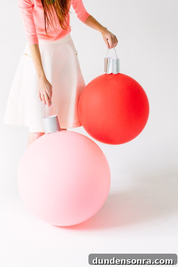 22 Festive Colorful Holiday DIYs for Bright Seasonal Decor 19 DIY Giant Ornament Balloons