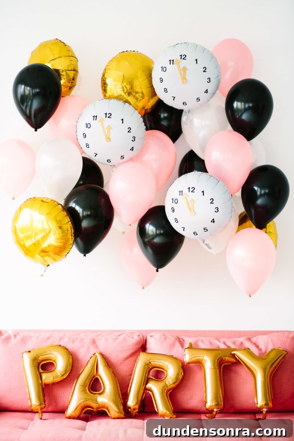 22 Festive Colorful Holiday DIYs for Bright Seasonal Decor 23 DIY Clock Balloons for New Year's Eve