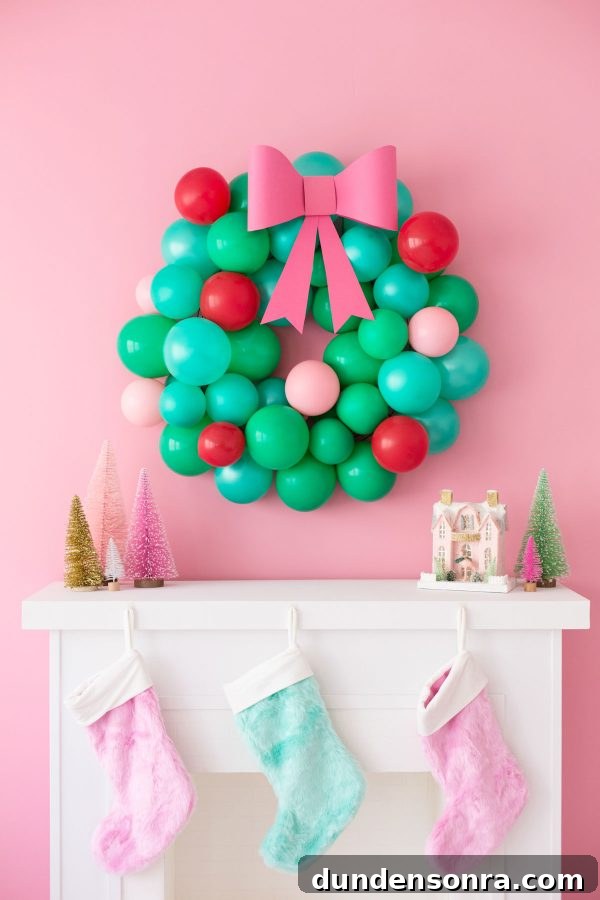22 Festive Colorful Holiday DIYs for Bright Seasonal Decor 4 DIY Christmas Balloon Wreath