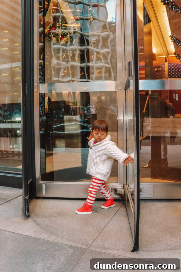 Arlo’s First Christmas in New York City: A Festive NYC Holiday Adventure 14 A person standing in front of a store window