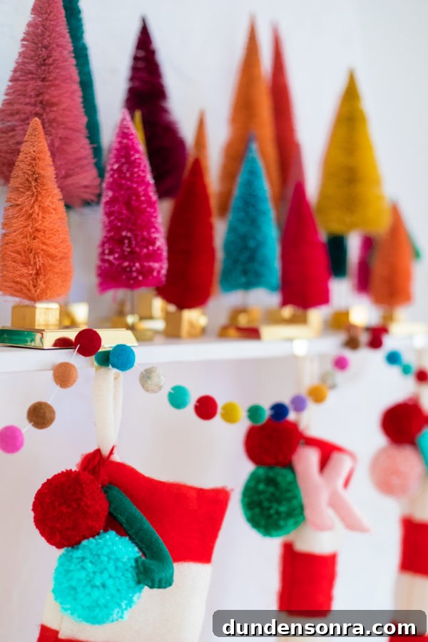 DIY Felted Striped Christmas Stockings: Step-by-Step Guide 11 A close-up of a decorated mantle