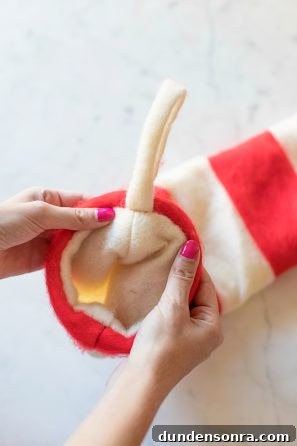 DIY Felted Striped Christmas Stockings: Step-by-Step Guide 8 The inside of a stocking