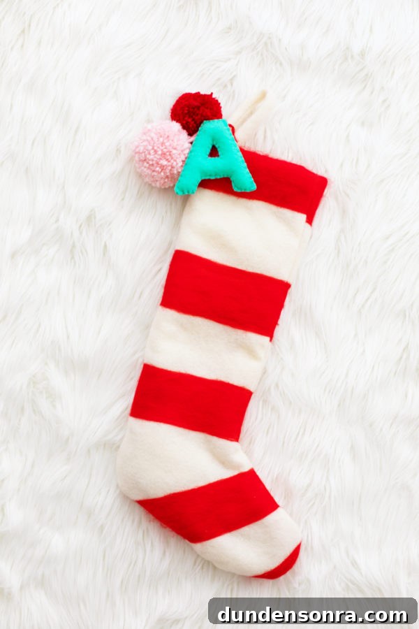 DIY Felted Striped Christmas Stockings: Step-by-Step Guide 10 A stripped stocking