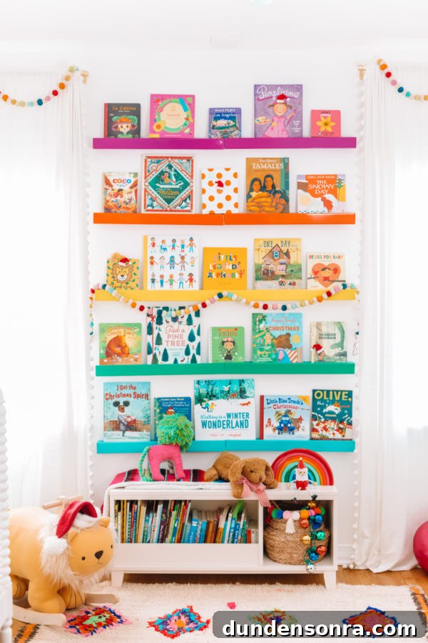 Holiday Home Tour: Inside The Mindwelling’s Festive Decor 19 Rainbow shelves