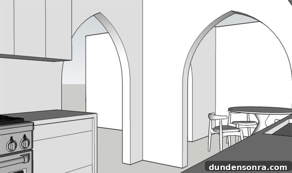 Diagram of a house with arches 