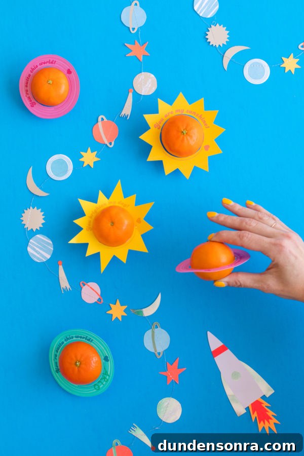 Printable Outer Space Valentines for Toddlers — DIY Cards to Make and Share 3 Space made out of oranges