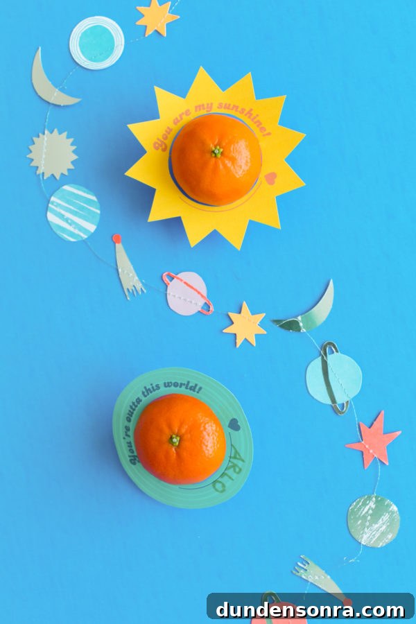 Printable Outer Space Valentines for Toddlers — DIY Cards to Make and Share 5 Orange space demonstration