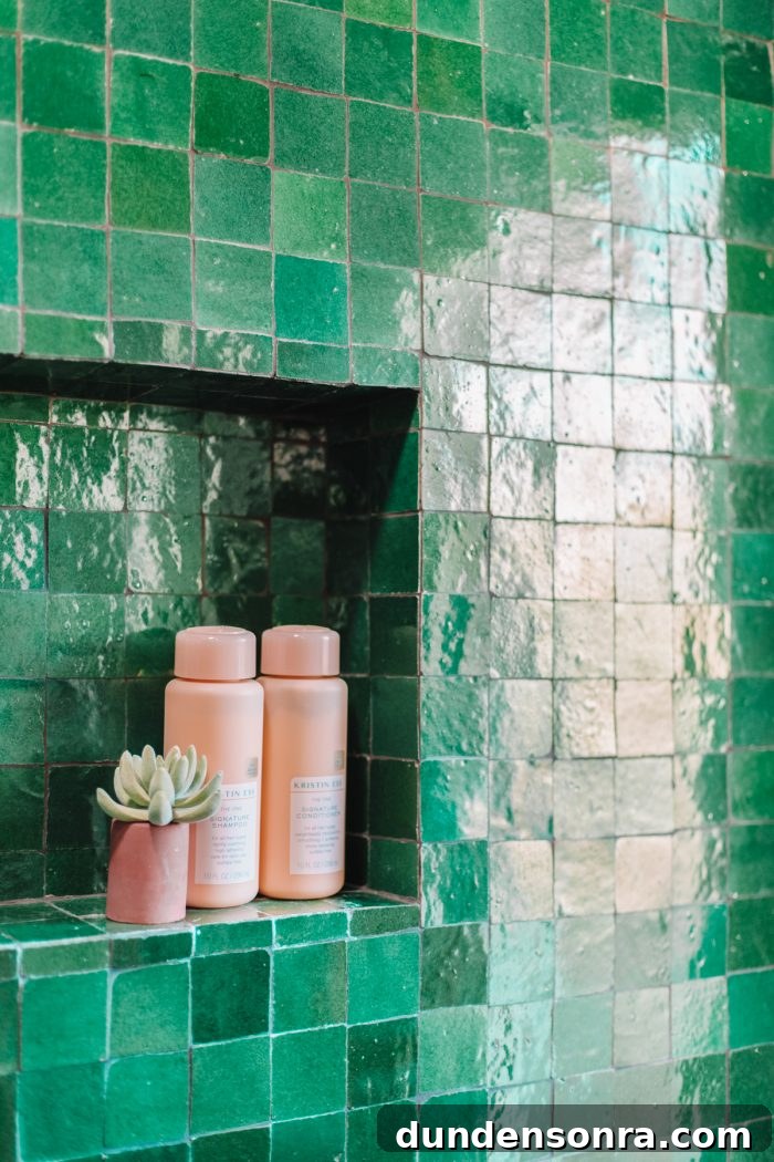 Green Zellige Tile in a Bathroom