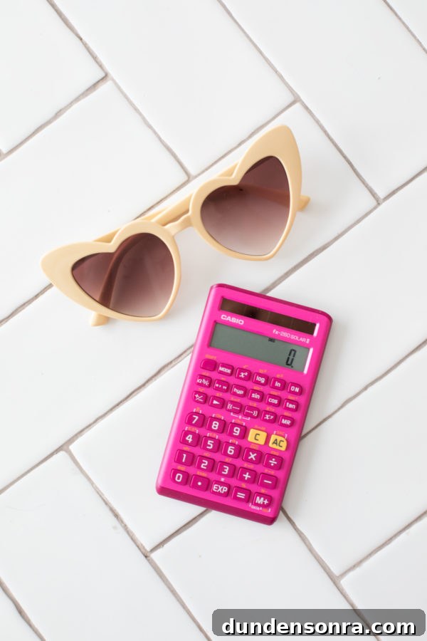 Calculator and sunglasses