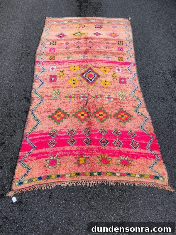 Peach and Pink Vintage Berber Moroccan Rug