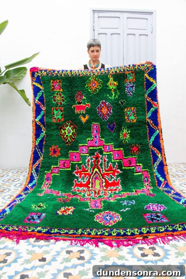Emerald Green Moroccan Boucharouite Rug
