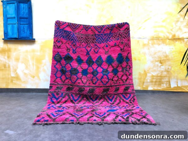 Hot Pink and Blue Moroccan Rug