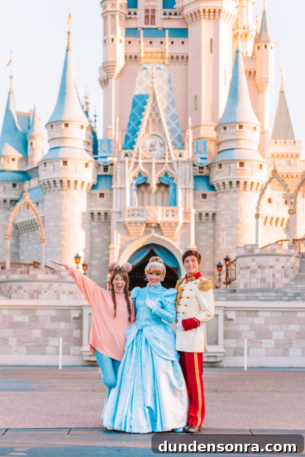 People standing in front of a castle