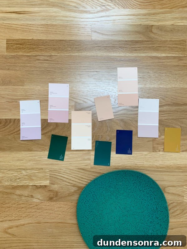 Paint samples on the floor
