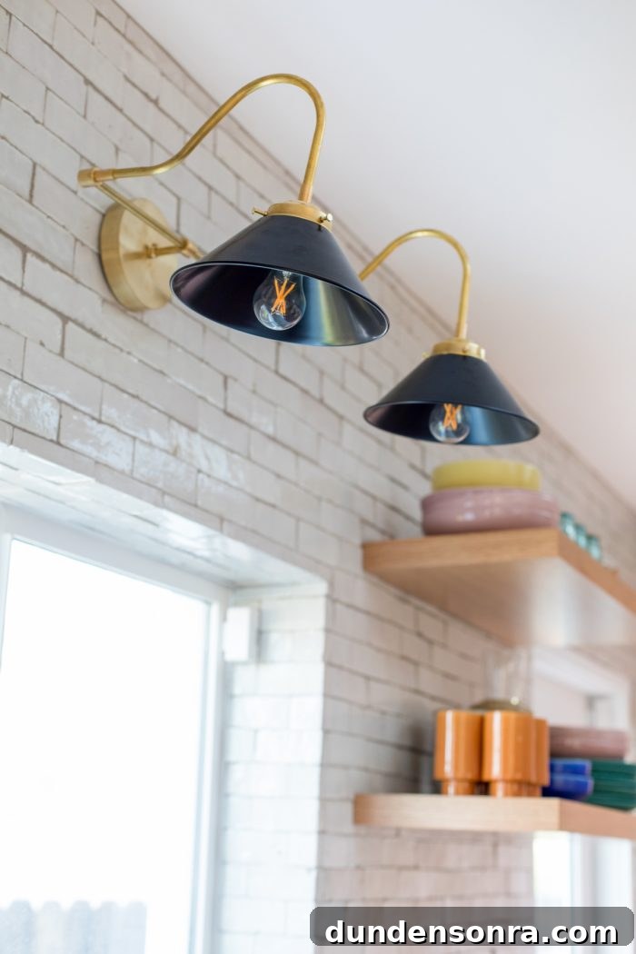 Kitchen Reveal: Before & After Remodel Tour of Our Home 23 Pink California Kitchen Renovation - Black Sconce