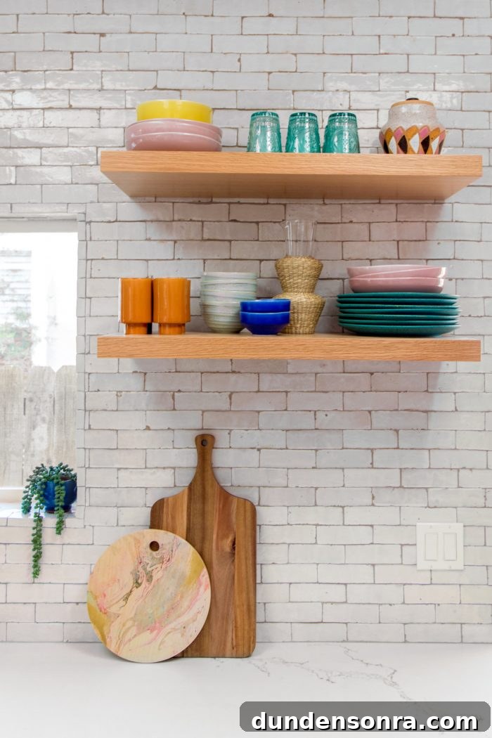 Kitchen Reveal: Before & After Remodel Tour of Our Home 25 Pink California Kitchen Renovation - Open Shelving