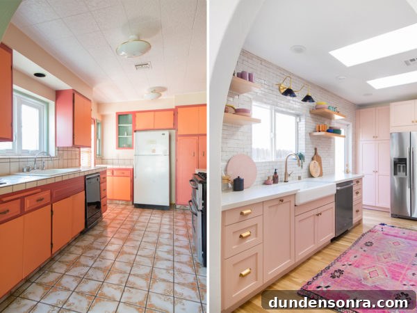 Kitchen Reveal: Before & After Remodel Tour of Our Home 5 A kitchen with pink cabinets