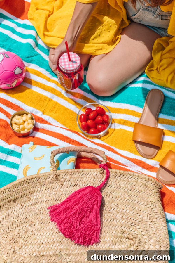 Family Pool Day Packing List: Essentials for Parents and Kids 4 Food on a blanket