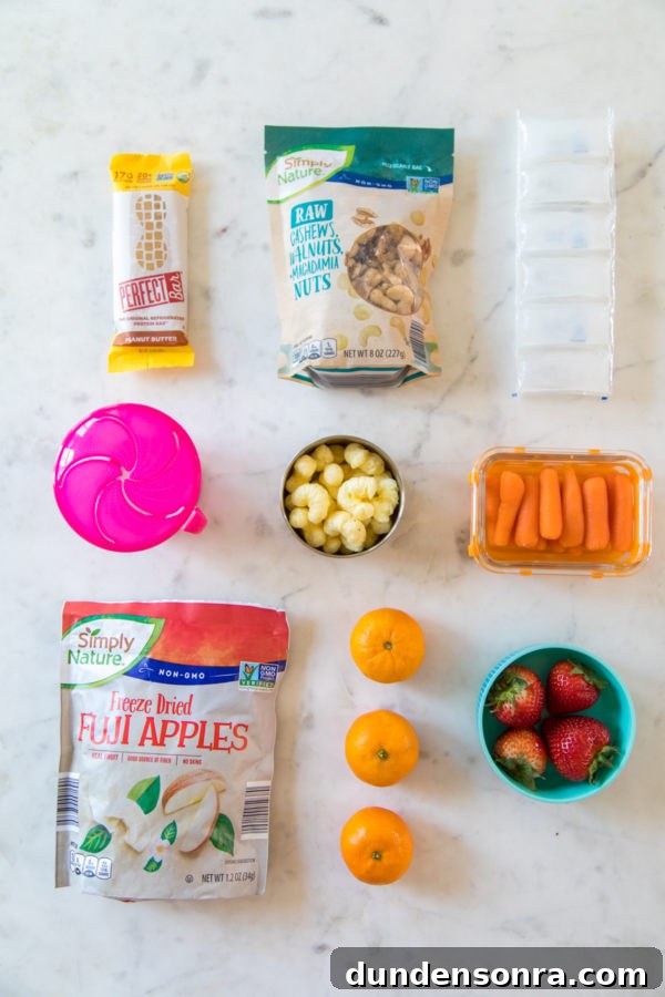 Family Pool Day Packing List: Essentials for Parents and Kids 7 Snacks on a counter
