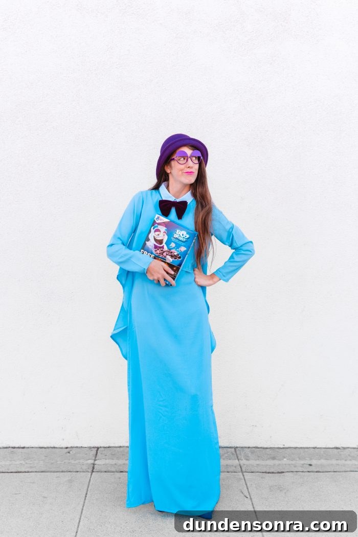 A person wearing a blue costume