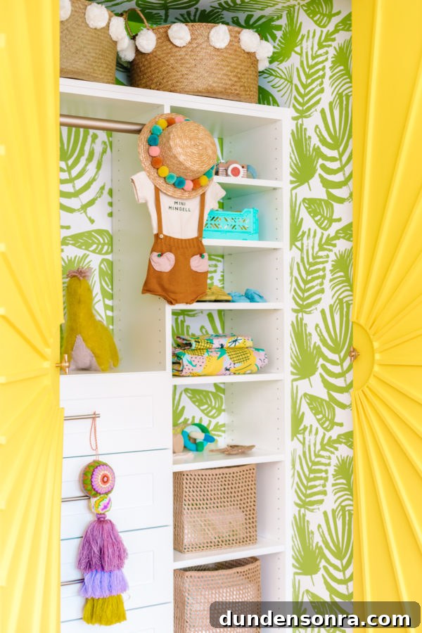 Closet with colorful items