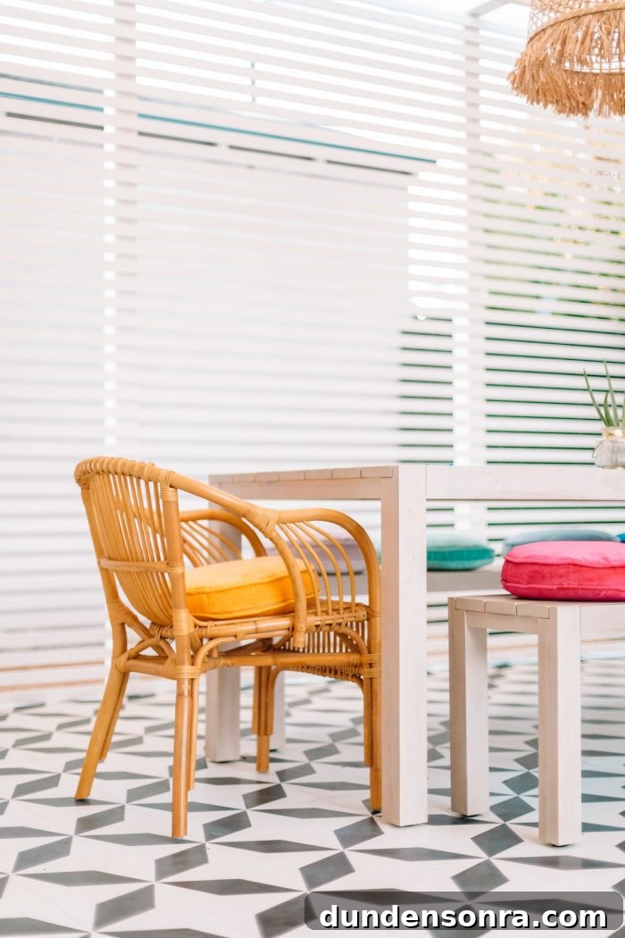 An outdoor dining table
