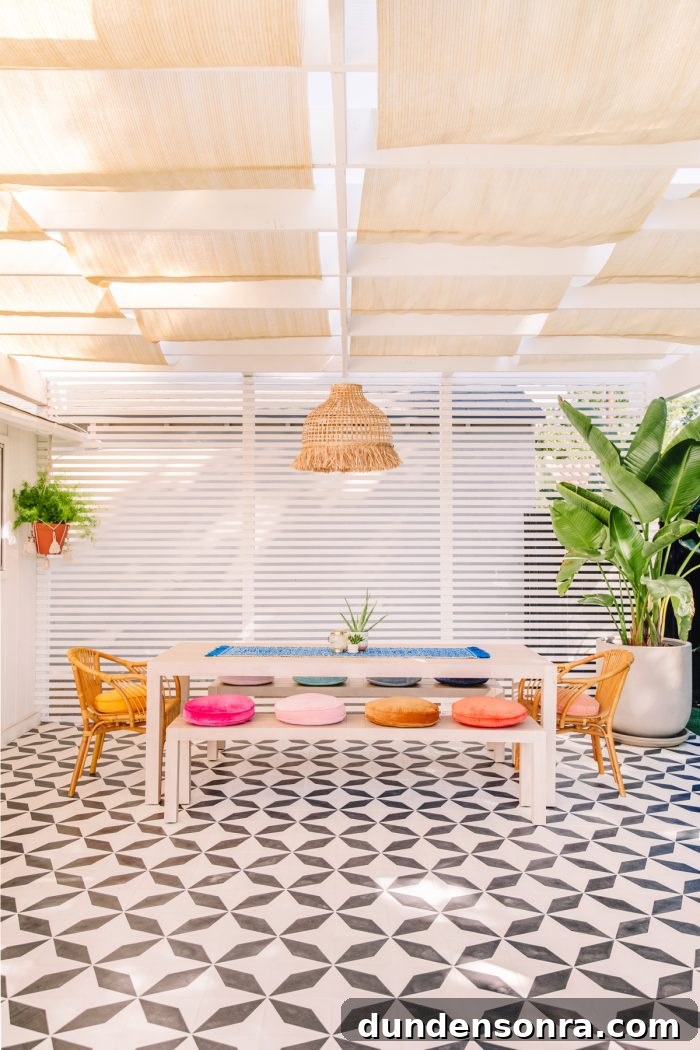 An outside dining table