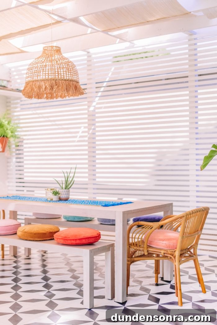 Bright Modern California Outdoor Dining Area