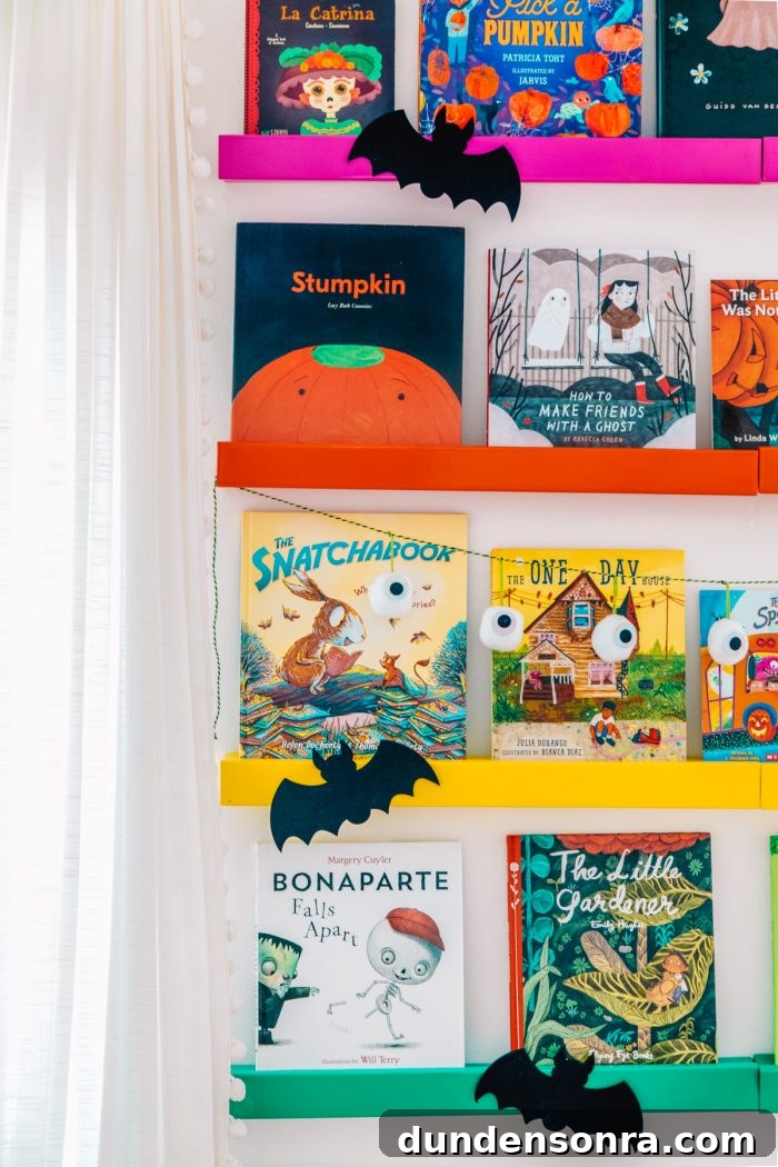 Shelves with halloween books