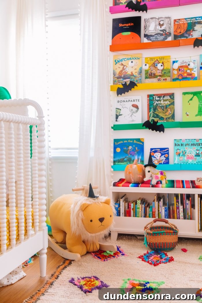 Colorful book shelves