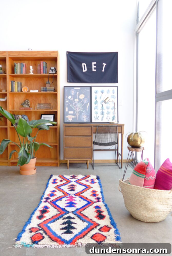 Blue and Orange Vintage Moroccan Rug