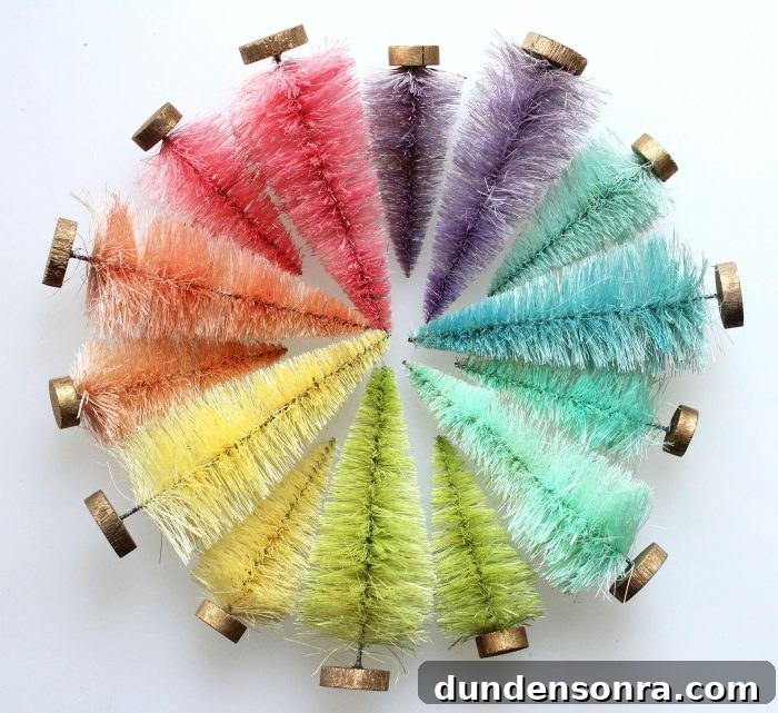 Where to Buy Bottle Brush and Decorative Christmas Trees Near You 6 Pastel Rainbow Bottle Brush Trees