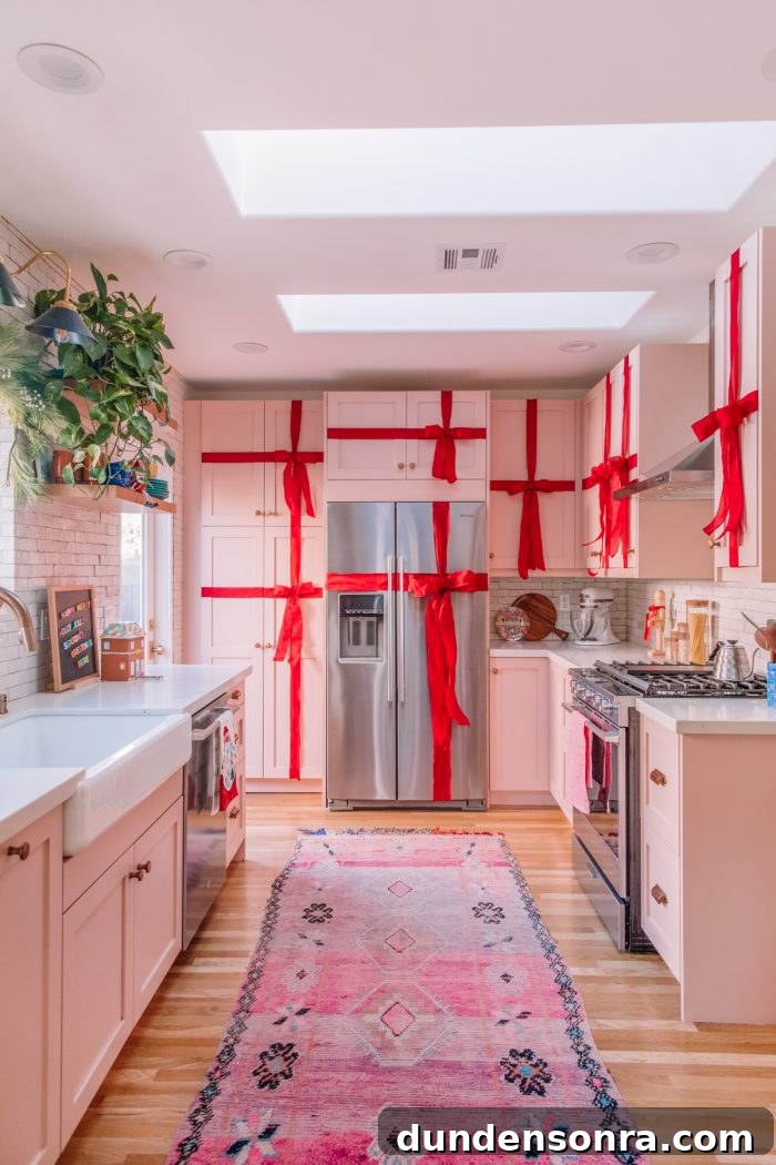 Step Inside Our Festive Holiday Home Tour 15 Kitchen Cabinets Wrapped like Presents