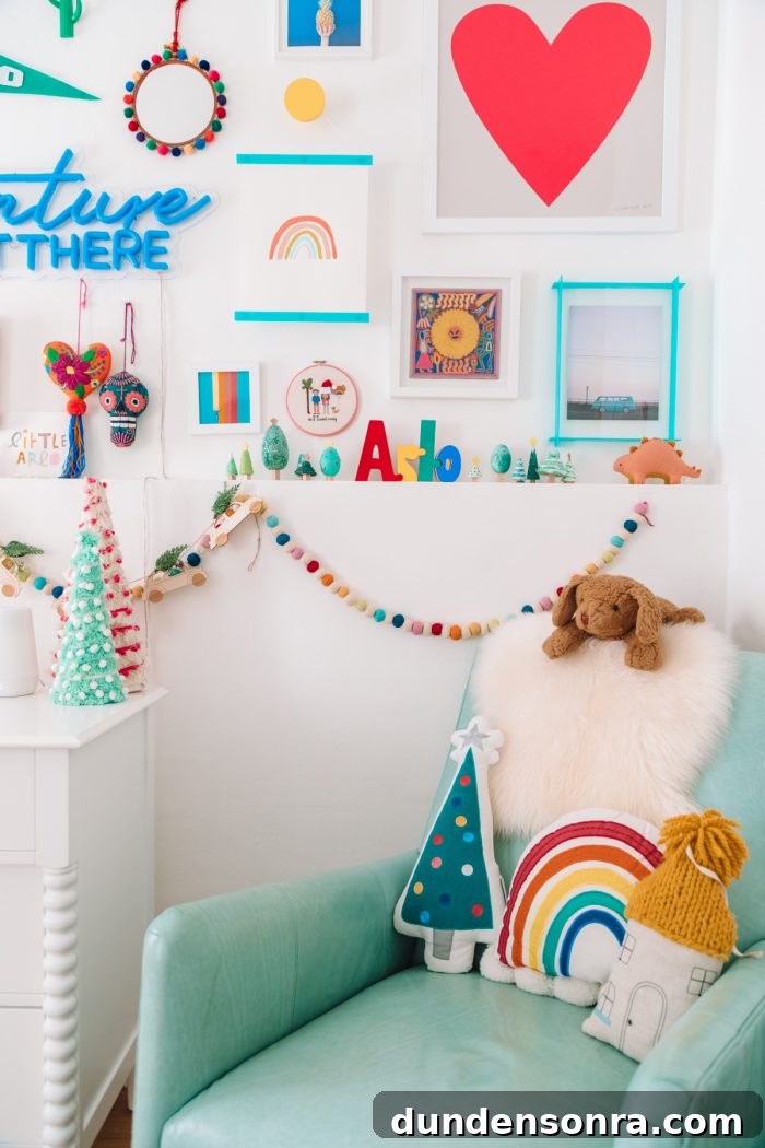 Step Inside Our Festive Holiday Home Tour 24 A bedroom with toys and art