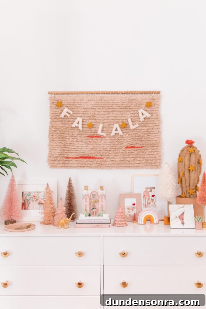 Step Inside Our Festive Holiday Home Tour 29 Pink and Neutral Christmas Decor