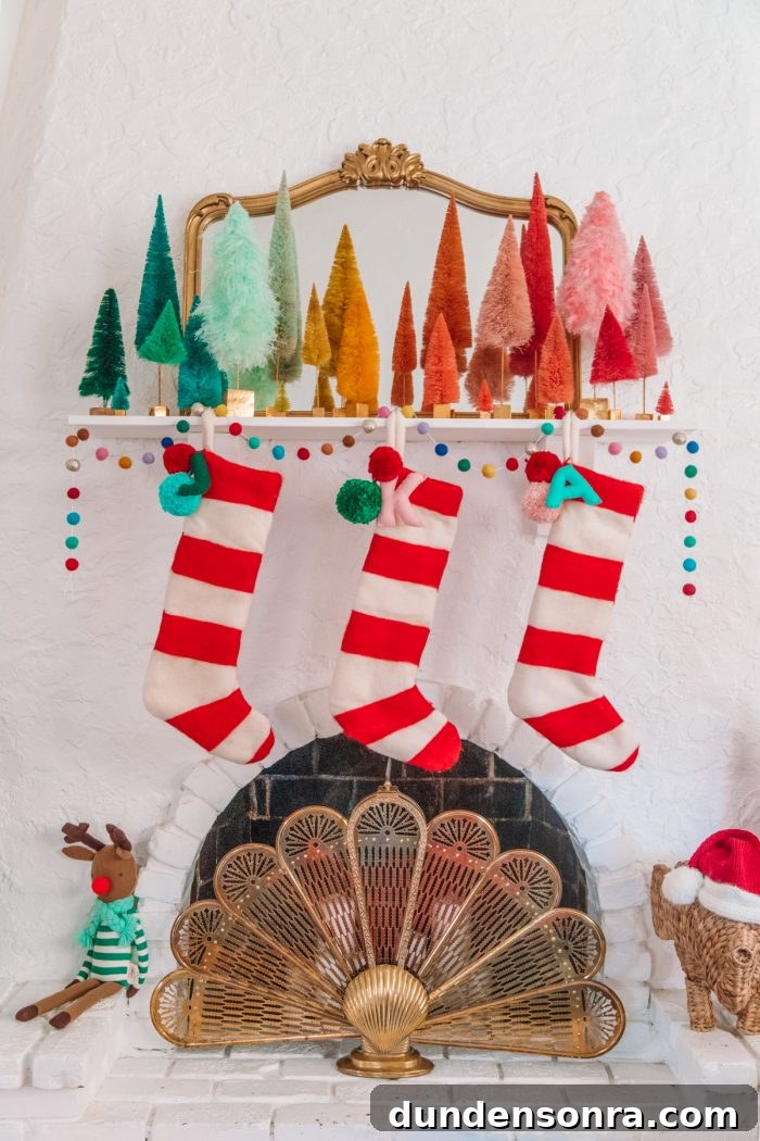 Step Inside Our Festive Holiday Home Tour 7 Rainbow Bottle Brush Trees for Christmas
