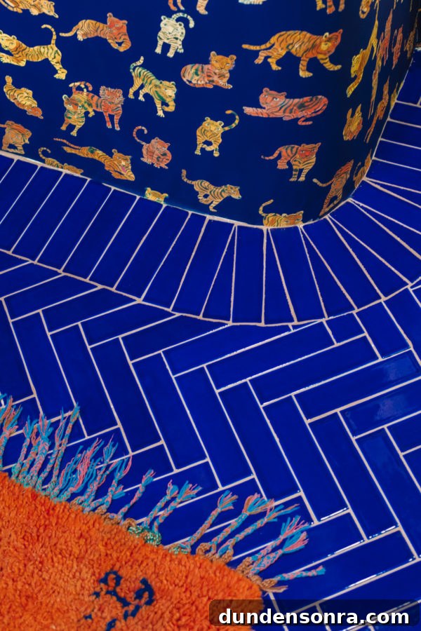 Blue tiled floor
